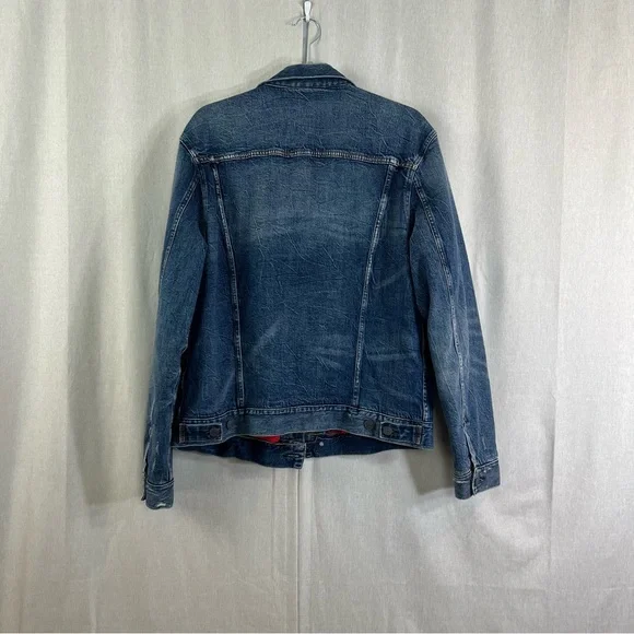 AE American Eagle flannel lined denim jean jacket men’s buffalo check Size Large - Picture 7 of 12